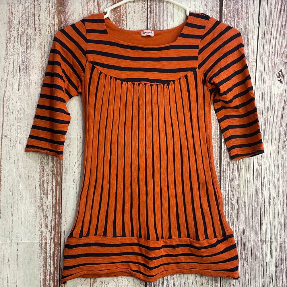 Splendid Orange & Black Striped Tunic Girls Size 7/8  #5095